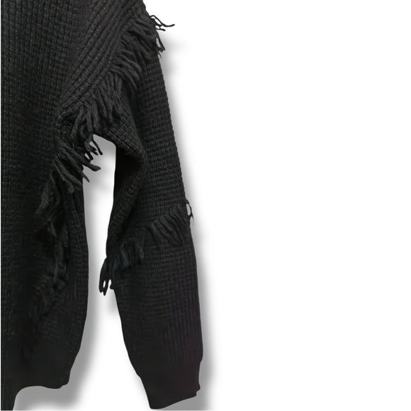 194 Michael Kors | NWOT Black Fringe Knit Sweater (Size S ) - Picture 5 of 13